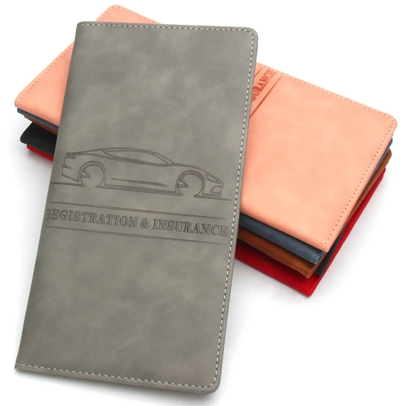 Card Holder Car Registration Insurance Leather Men Driving License Cover Auto Documents Storage