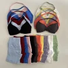 2PCS Impact Gym Set Women Strappy Yoga Bra Top High Waist Workout Scrunch Shorts Sports Suit Seamless Yoga Set Fitness Clothes 2