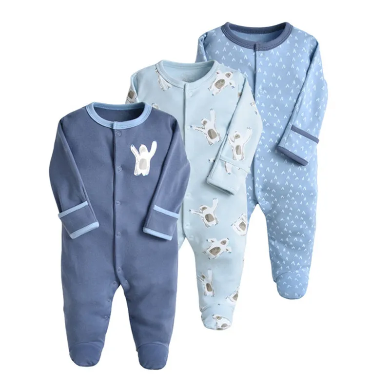 Baby Clothes Baby Sleepsuit Bear Hooded Jumpsuit Lamb Hair Jumpsuit Western Style Jumpsuit 3 Pcs/Lot Newborn Jumpsuit Baby Rompers Long Sleeve Infant Clothing Cotton Baby Boys Girls Clothes 0-12Months Ropa Bebe