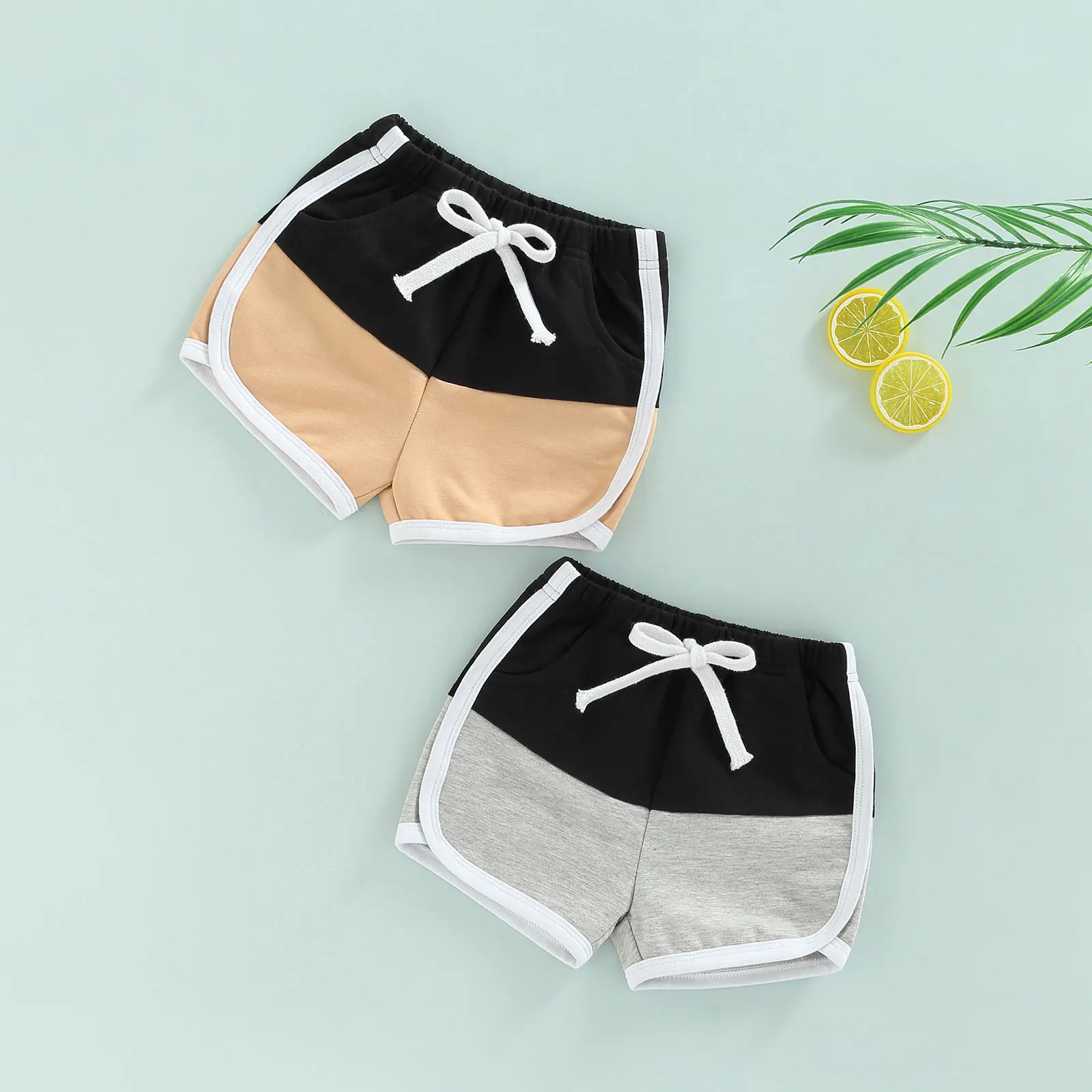 

2022-05-03 Lioraitiin 0-5Years Toddler Baby Boy Girl Summer Shorts Contrast Color Patchwork Drawstring Elastic Waist Loose Pant