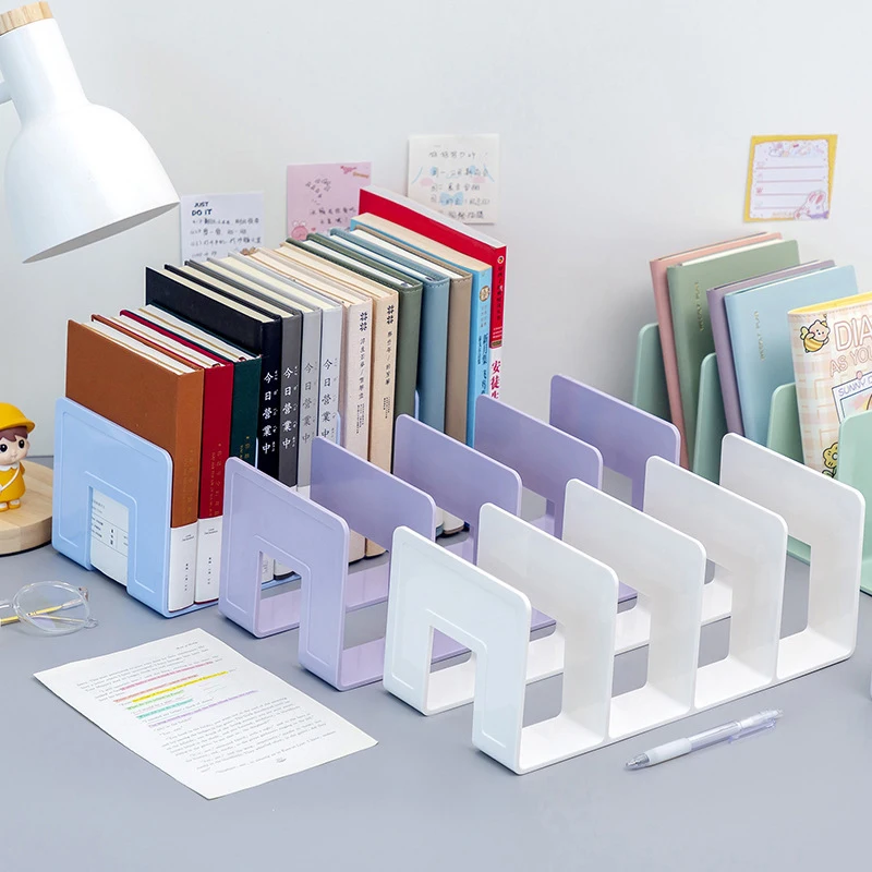 Storage racks Magazine holder File organizer 4 Grid Multi-Purpose Bookends Book Storage Stand Organizer Holder Desk Bookshelf for Book Cd Magazine File Office Supplies