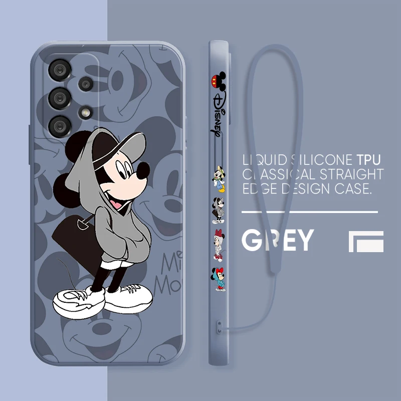 thumbnail image 1 of Disney Mickey Minnie Mouse Phone Case For Samsung A73 A53 A33 A52 A32 A71 A51 A21S A03S A50 A30 5G Liquid Left Rope Funda, 1 of 5