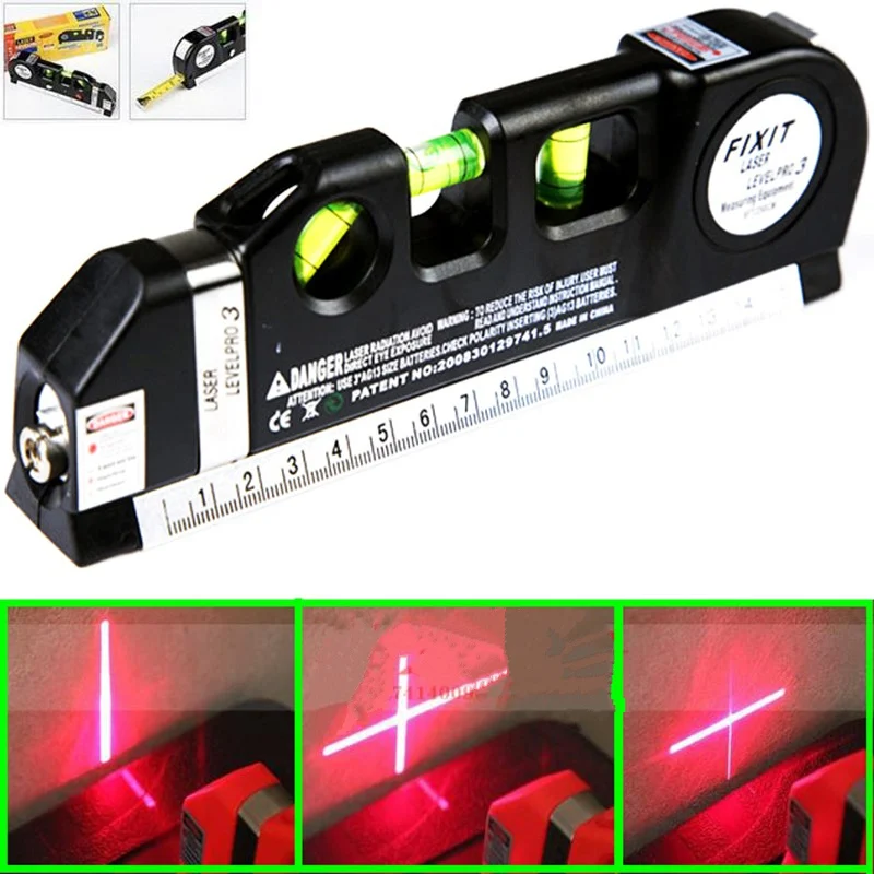 New Multipurpose Laser Level Line Lasers Horizon Vertical Measure Tape Ruler Tool with Tape