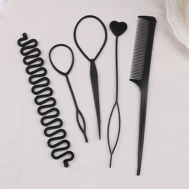 4-6Pcs/Set Black Basic Styling Tool Braid Hairstyle Twist Donut Bun Maker Hairpins For Women DIY Hair Styling Accessories 2