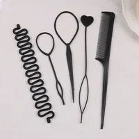 4-6Pcs/Set Black Basic Styling Tool Braid Hairstyle Twist Donut Bun Maker Hairpins For Women DIY Hair Styling Accessories 2