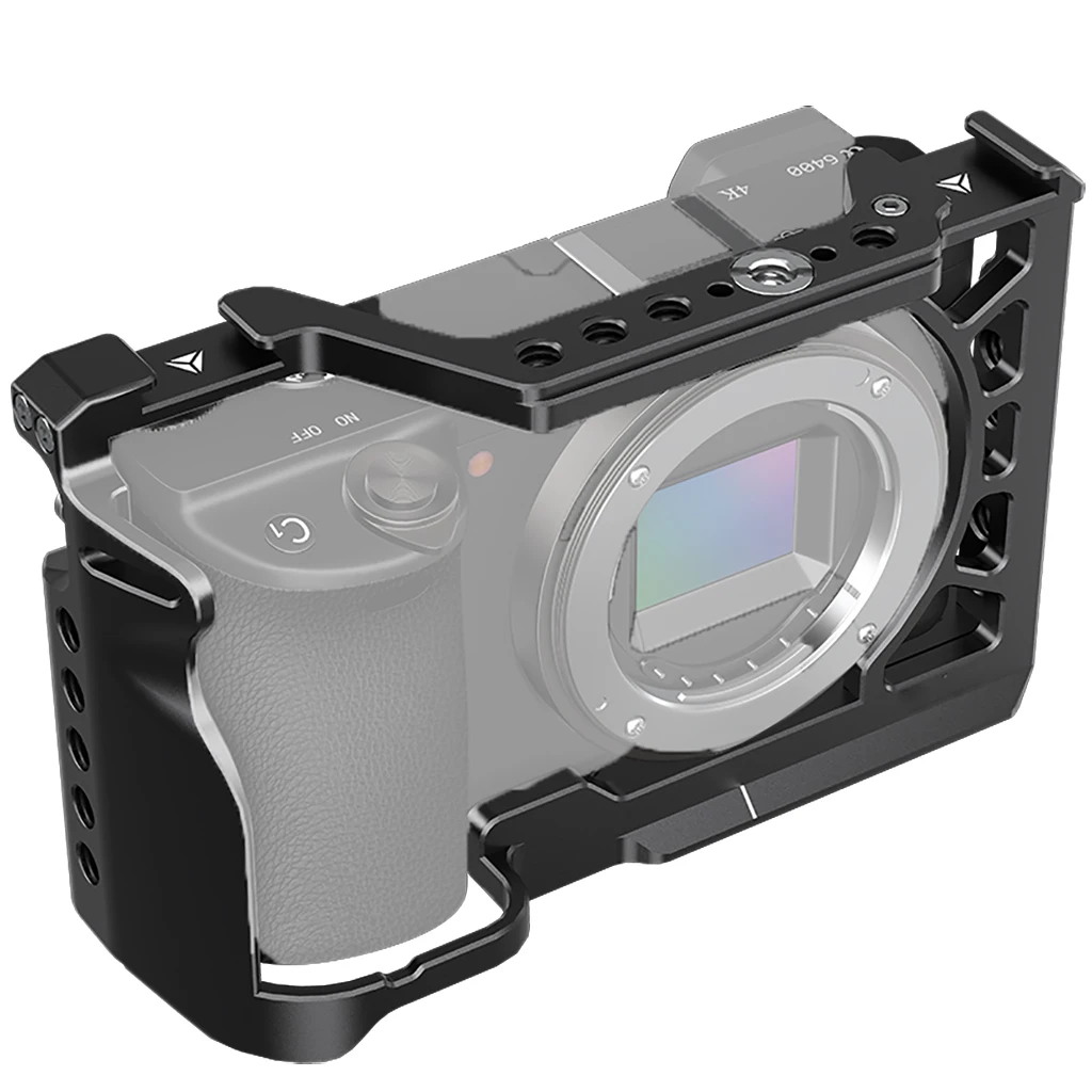 Aluminium Kamerakäfig Rig Kaltschuhhalterung 1/4 3/8 Schraubenlöcher für Sony A6500 A6400 A6300 A6000 Stabilisator Lichtverlängerungshalter – Detail 7