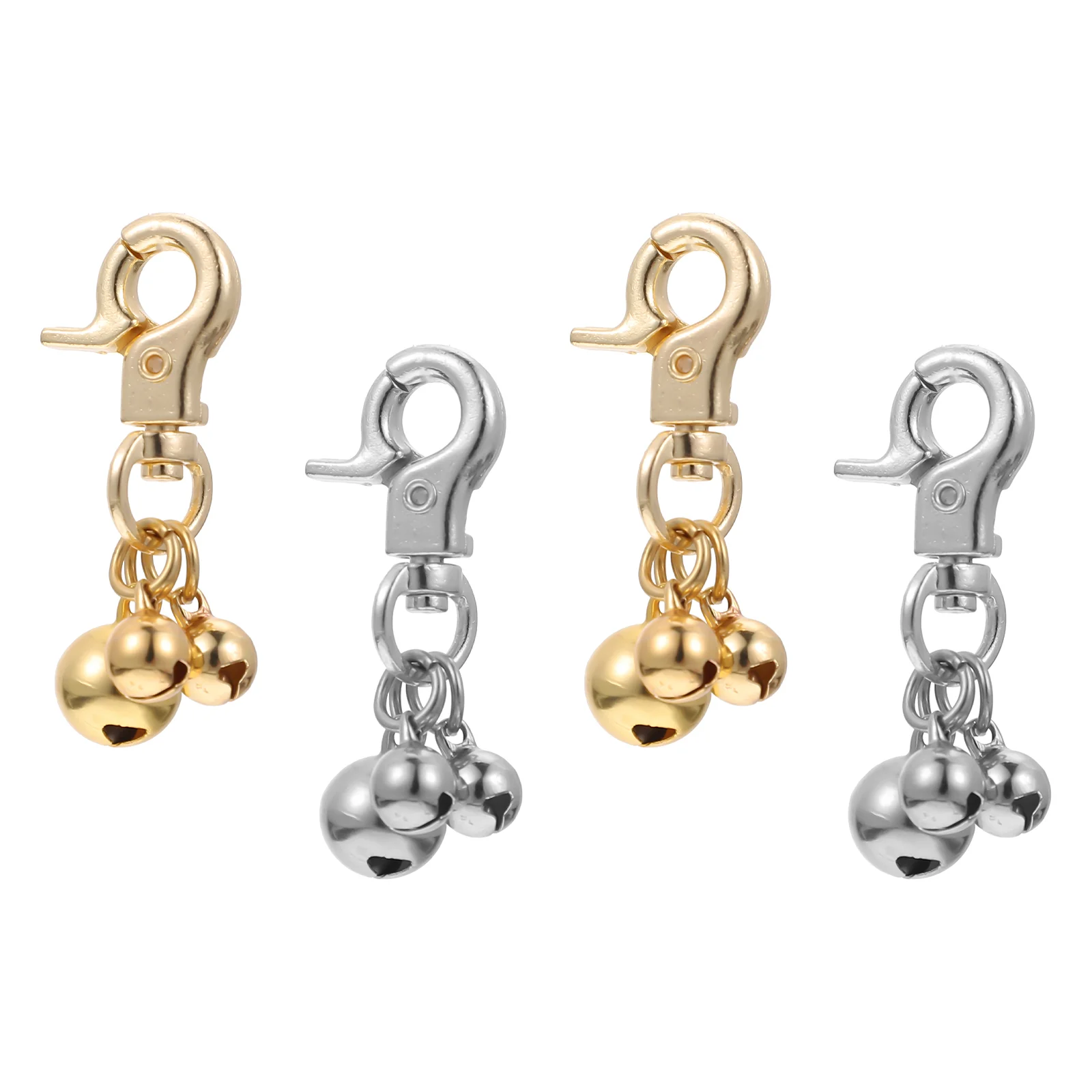 

4 Pcs Key Chain Pet Keychain Fob Dog Collar Bell Zinc Alloy Double Bells Design Pendant