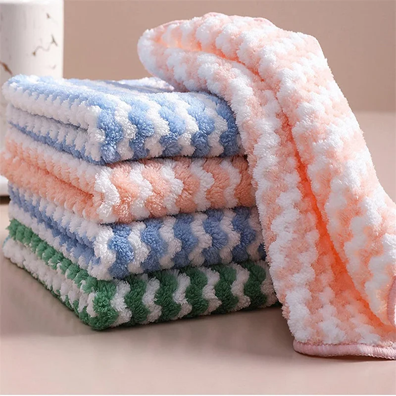 1/2/4 Pcs Kitchen Towel Kitchen Cleaning Cloth Coral Fleece Dishcloth Super  Absorbent Washing Pad Wet and Dry Daily Use Home - AliExpress