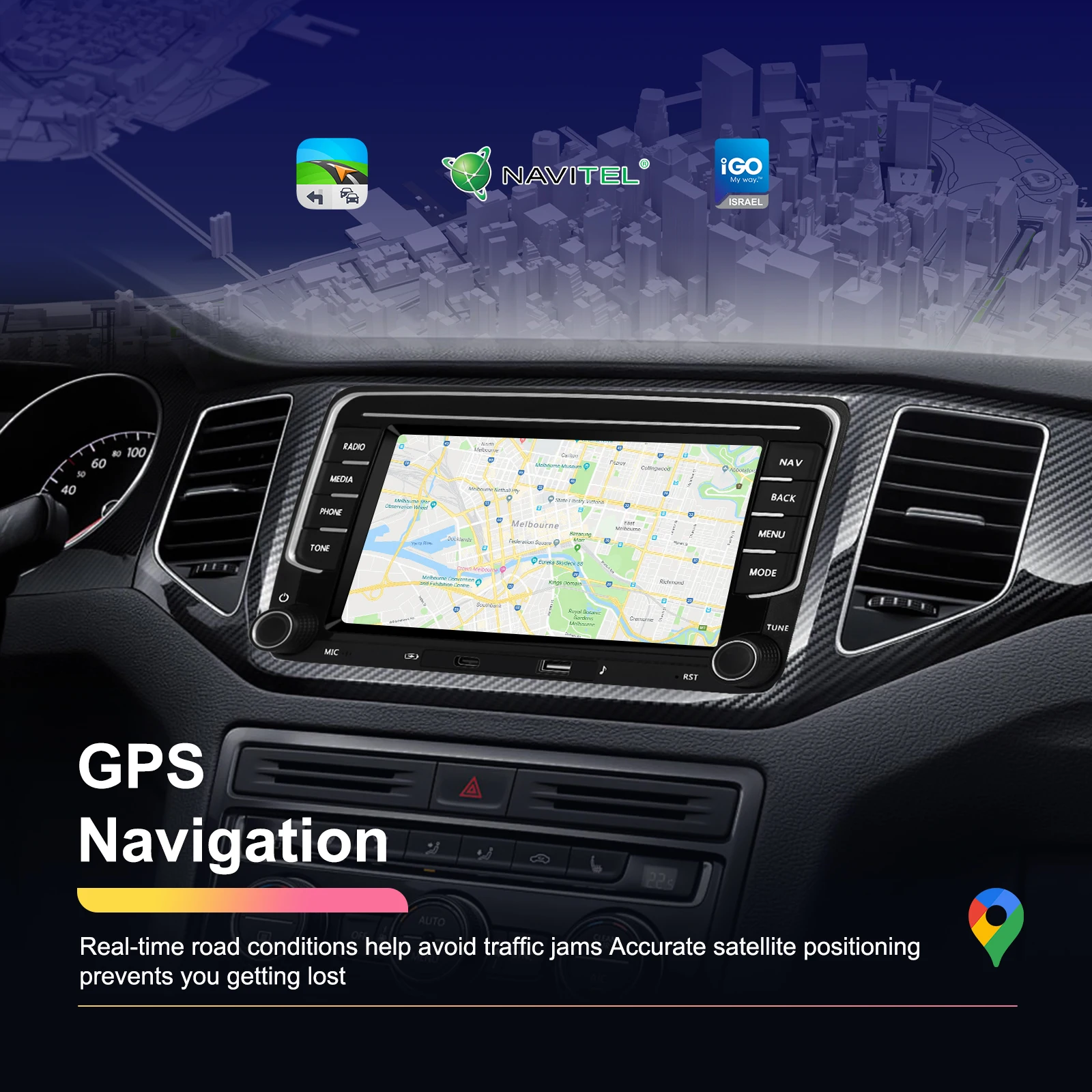 Camecho 7 pulgadas inalámbrico CarPlay Android Auto Radio de coche GPS Multimedia para Volkswagen VW Passat B6 B7 CC Tiguan Touran GOLF POLO 6