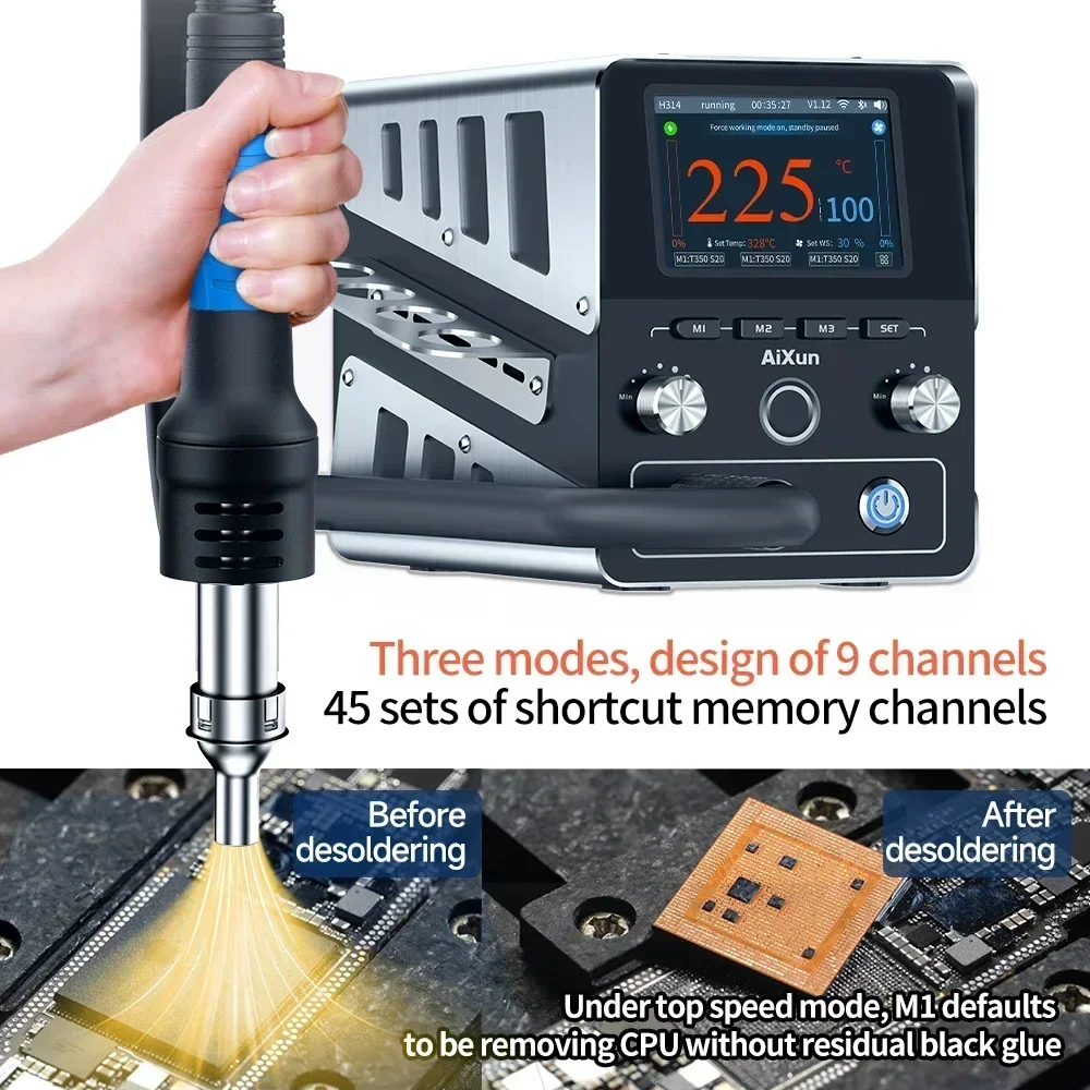 JC Aixun H314 H310D Internet BGA Rework Station 1400W Intelligent Hot Air Gun Soldering Station With Nozzles for SMD BGA Repair