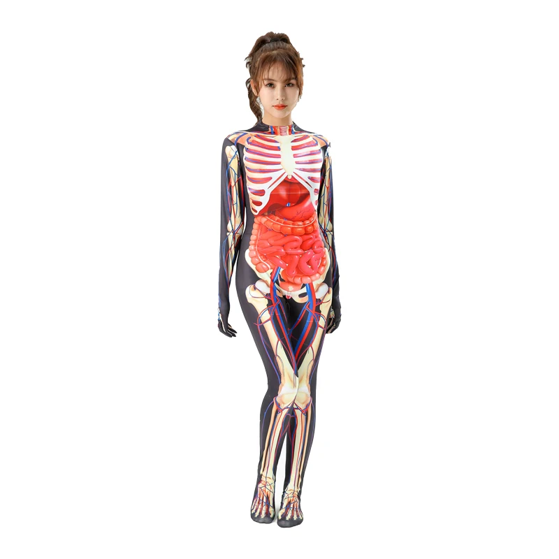 

Halloween Carnival Horror Human Body Structure Tights Zombie Pattern Stage Performance Adult Children Cosplay Skeleton Clothes