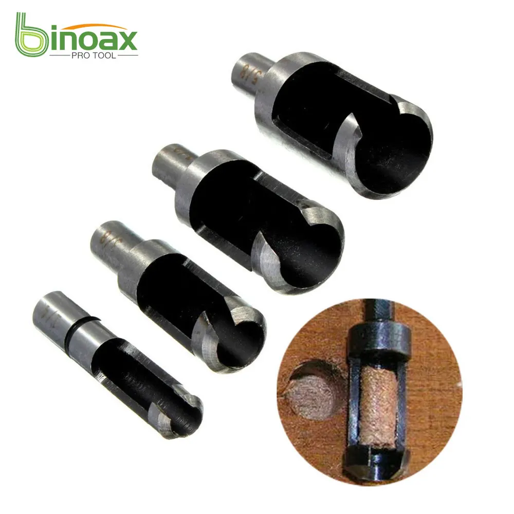 Binoax 4Pcs Carbon Steel Wood Work Plug Cutter Cutting Power Tool Drill Bit Set DIY 6/10/13/16mm