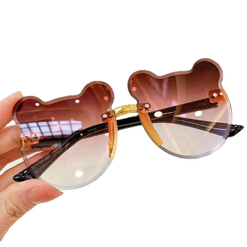 Bear Shape Children Glasses Kids Sun Sunglasses Trendy Girls Cartoon Eyeglasses Shades Driver Anti-Glare