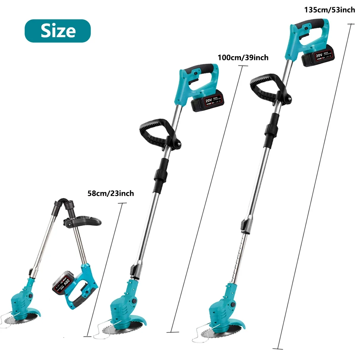 21V Cordless Grass Trimmer Electric Lawn Mower Length Adjustable Cutter Household Garden Tools For Makita/wobeich 18V Battery