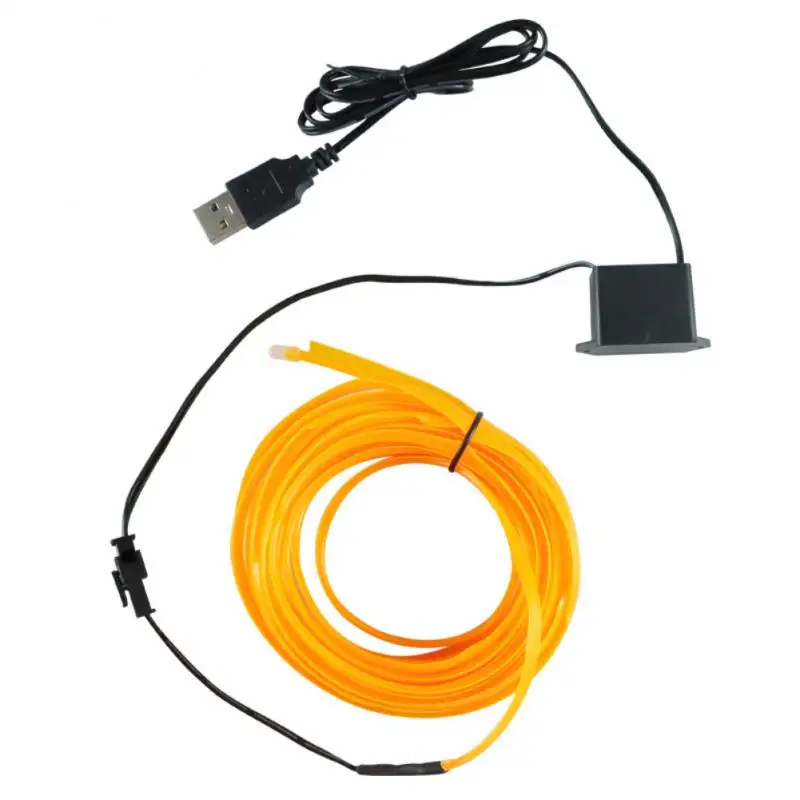 5M/3M/1M 자동차 LED 분위기 조명 DIY 유연한 글로우 EL 와이어 네온 케이블 와이어 USB 램프 2.3MM LED 스트립, 자동차 인테리어 조명