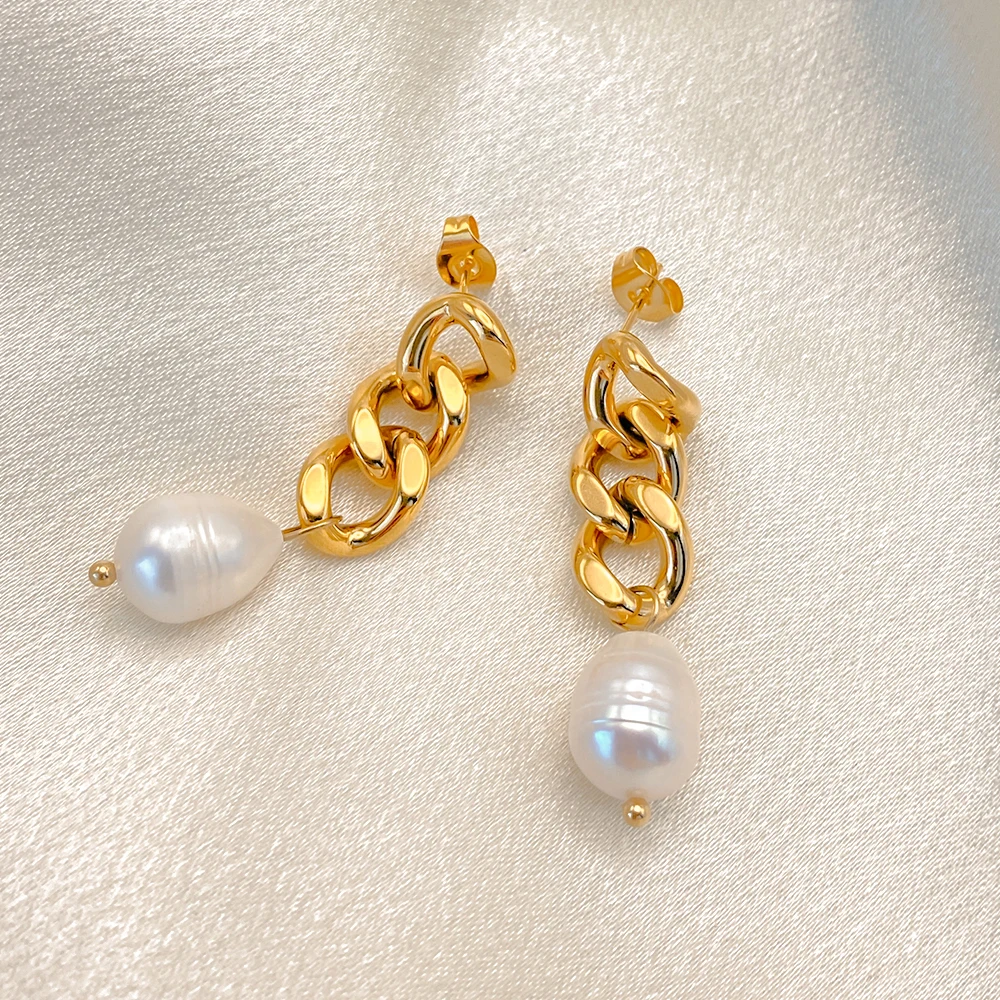 2315960-59e414.jpg Sfadef17048844645bdca771932ca29fdH Classic Long Stainless Steel Cuban Chains Drop Dangle Earrings for Women Gold Plated Link Tassel Chain Earring Jewelry Mallzona