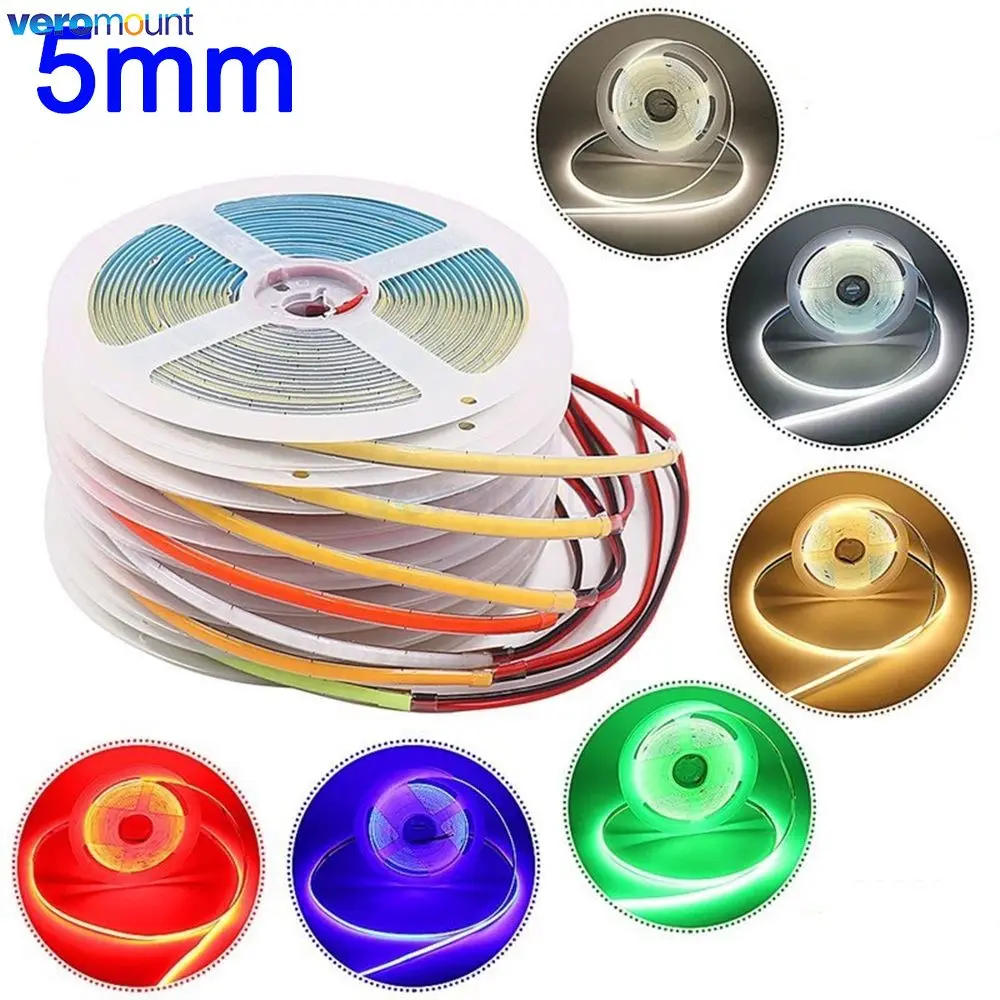 

Super Thin Narrow 5mm Width PCB COB Strip LED Light Bar 12V 24V RA90 FOB String Warm Natural Cold White for Decoration Lighting