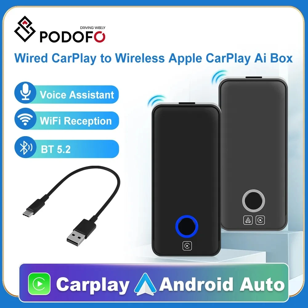 Podofo kabel gebundenes Carplay zu drahtlosem Apple Carplay Ai Box