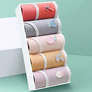 Nuovo set di biancheria intima da donna in 5 pezzi, comodo e traspirante, biancheria intima a triangolo, biancheria intima casual a vita media in tinta unita