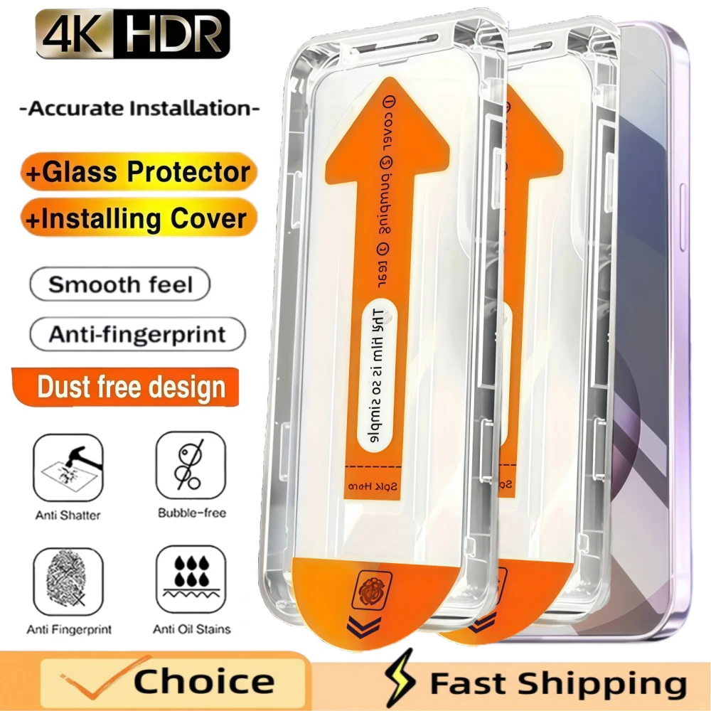 One-Click Dust-Free Screen Protector Set - Premium Tempered Glass Film (5-Pack)
