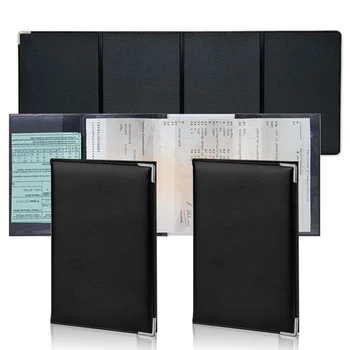 Portacarte grigio a 4 pieghe da 1/2 pezzi in similpelle Porta documenti, assicurativi e licenza per veicoli – Elegante, compatto e durevole