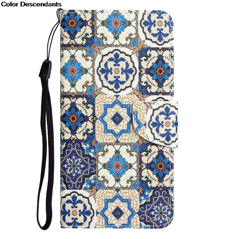 Luxurious Leather Elephant Flip Wallet Phone Case - Painted Design with Stand Function