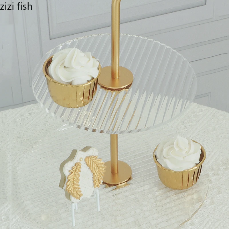 Acrylic Cake Rack Double Layer Trays Snack Dessert Plates Donut Stands Creative Household Cake Tools Display Stands Fruit Plates