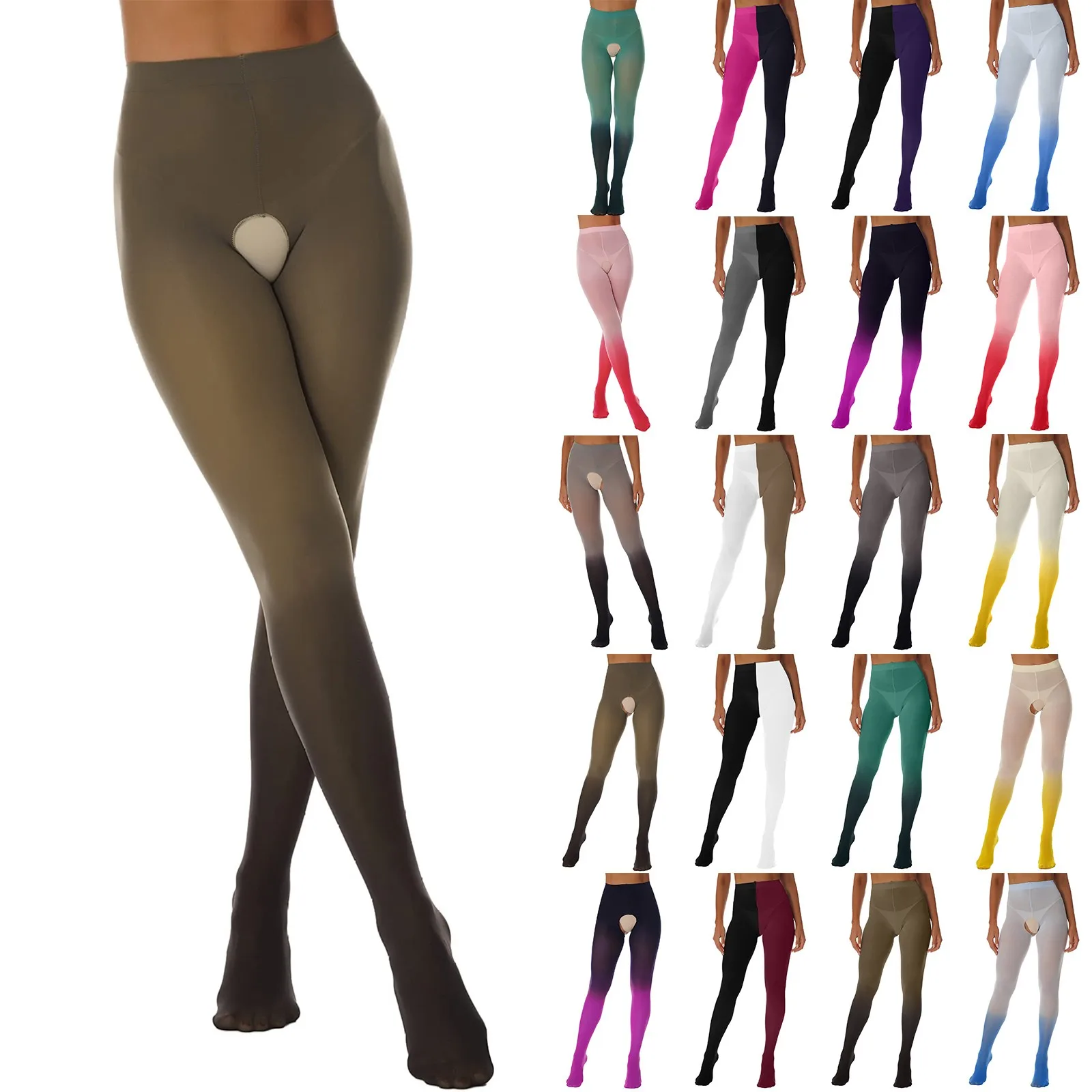 

Women's A Pair Of High Waist Gradient Color Leggings Slimming Tight Elastic Fashionable Multiple Color Options Available Pants