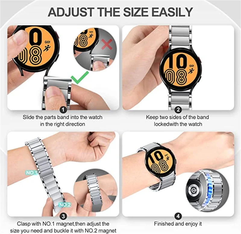 Magnetic Stainless Steel Watch Strap - Adjustable Metal Bracelet