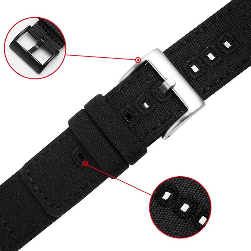 Quick Release Canvas Nylon Watch Strap with Brushed Buckle