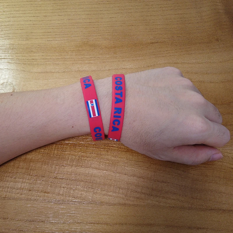 2pcs Costa Rica National Flag Wristbands Sports Silicone Bracelet Rubber Band Patriotic Commemorative Fashion Accessory