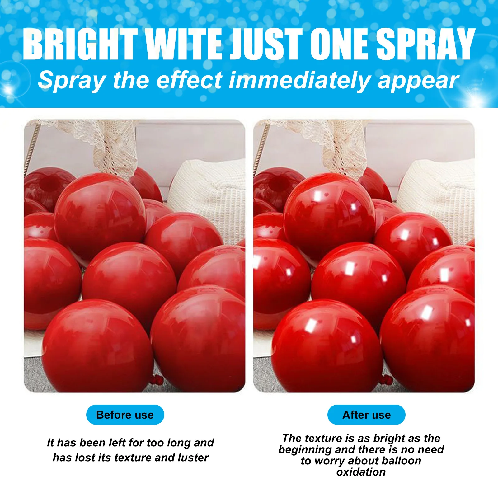 Balon błyszczący Spray kolorowy wysoki połysk zapobiega utlenianiu anty blaknący lakier dekoracja urodzinowa balon rozjaśniający Spray
