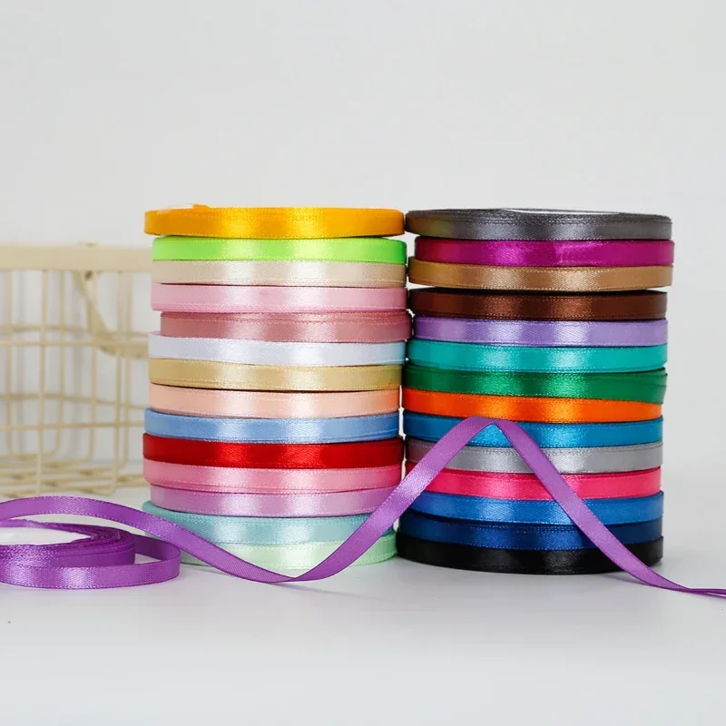 Elegant 6mm Satin Ribbon for DIY Crafts and Gift Wrapping