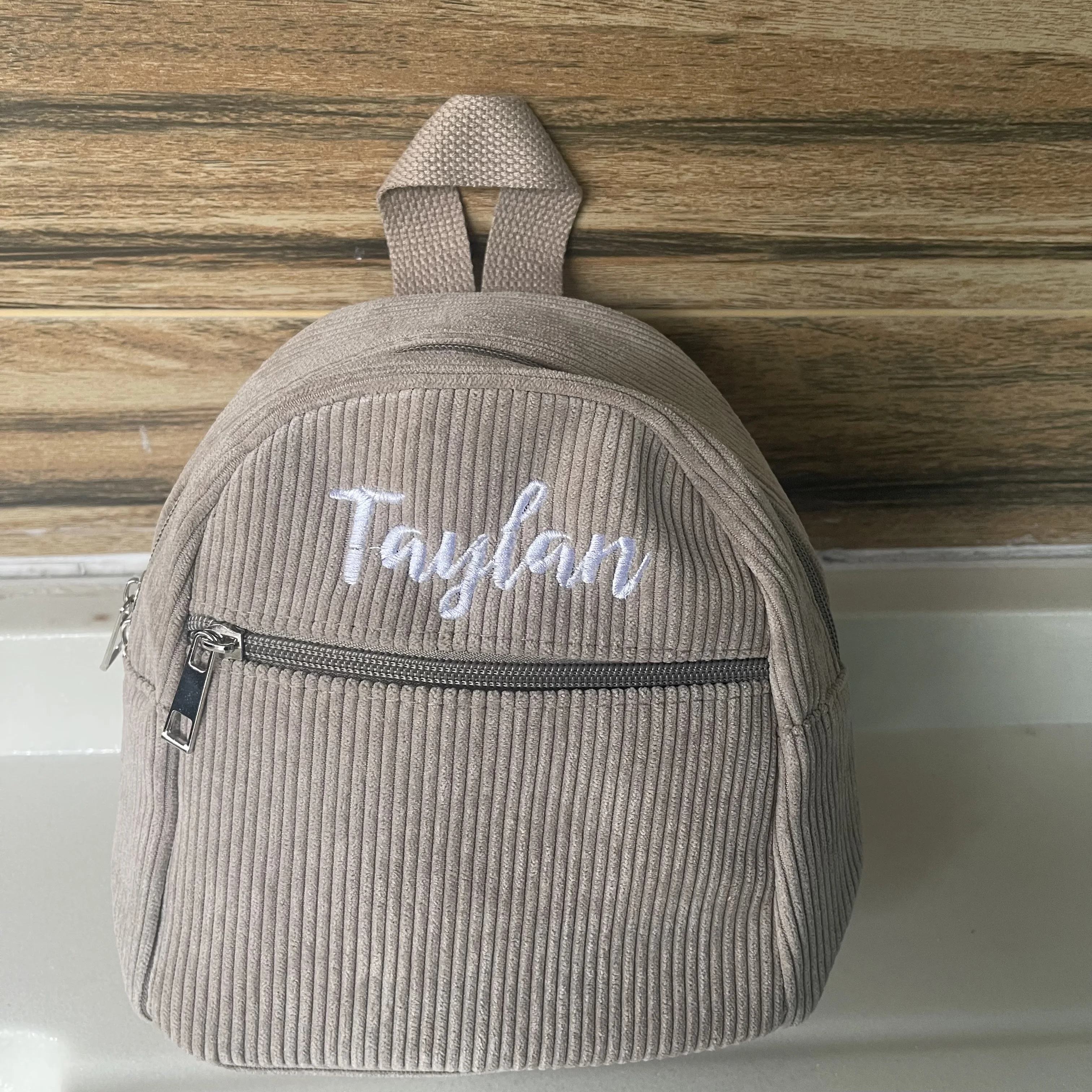 

Customized Women's Mini Backpack Corduroy Solid Color Fashion Backpack Youth Girls School Bag Striped Backpack Travel Bag