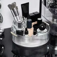 360 Degree Rotating Plastic Storage Tray Cosmetic Storage Box Brush Holder Cosmet Luxury Makeup Organiser Lipsticks Container 1