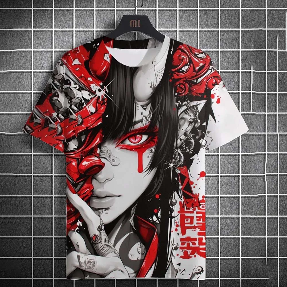 2026 Sommer Casual Harajuku Streetwear 3D-Druck Hip-Hop Unisex Oberteile Herren T-Shirt Cartoon Sexy Samurai Damen Grafik T-Shirts