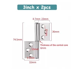 2PCS Heavy - Duty 360 Detachable Stainless Steel Swing Hinges (3inch x 2pcs)
