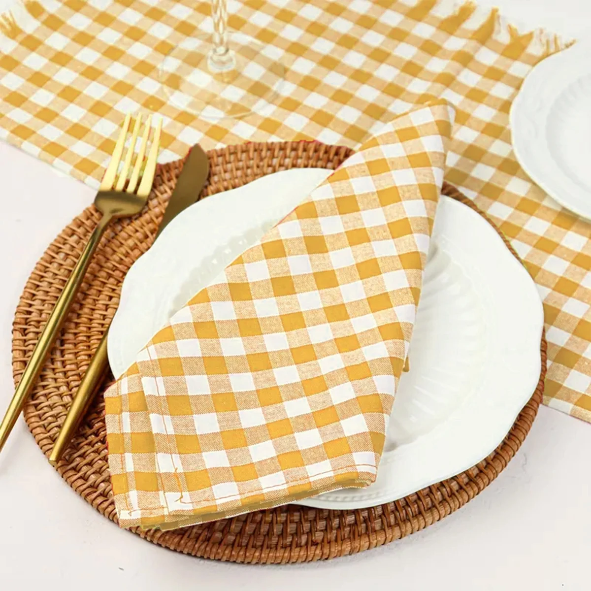 Tablecloth Napkins Durable Polyester Thickened Pads Reusable Kitchen Dining Holiday Decorations Set Of 6 40x40cm