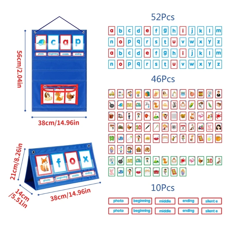 CVC Word Builder Desktop Pocket Chart Tent Cards Set for Preschool Kindergarten