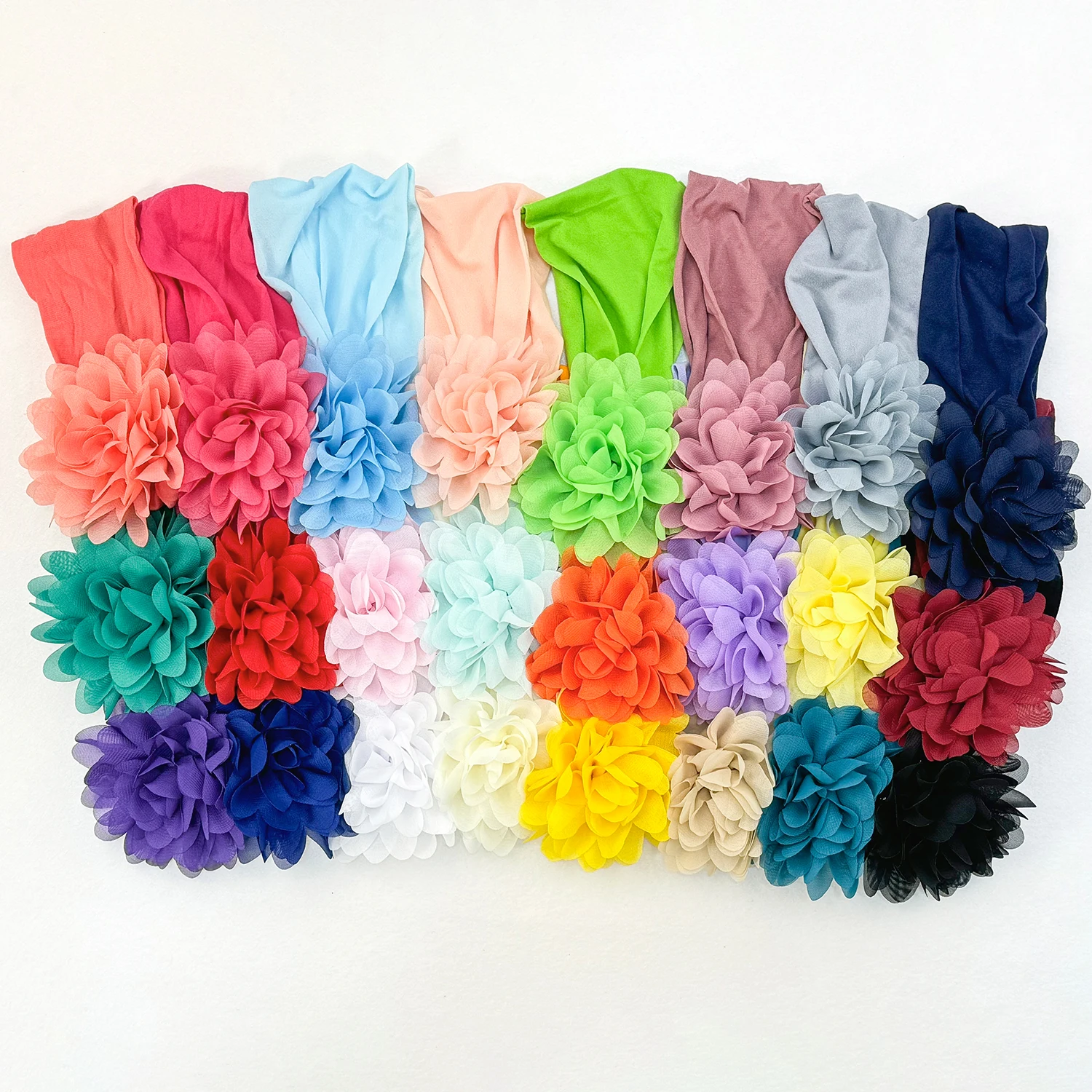 3PCS Chiffon Flower Headbands Elastic Headbands for Baby Newborn Girl Children Turban Infant Flower Headband Hair Accessories 2