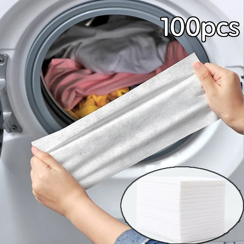 100PCS Washing Machine Use Mixed Dyeing Proof Color Absorption Sheet Anti Dyed Cloth Laundry Papers Color Catcher Grabber Cloth