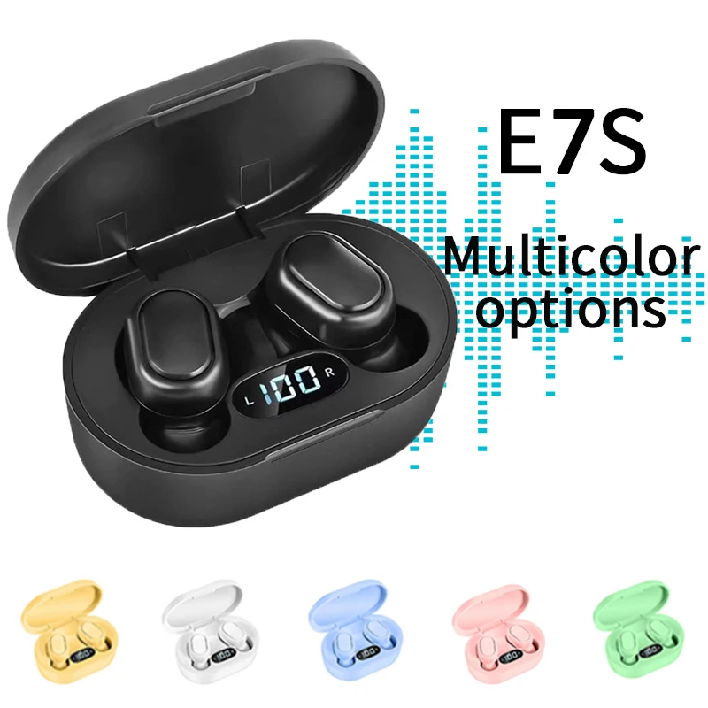 New E7S TWS Music Headset 5.2 Bluetooth LED Display HiFi Earphone Waterproof Sport Wireless Headphone With Mic Earplugs