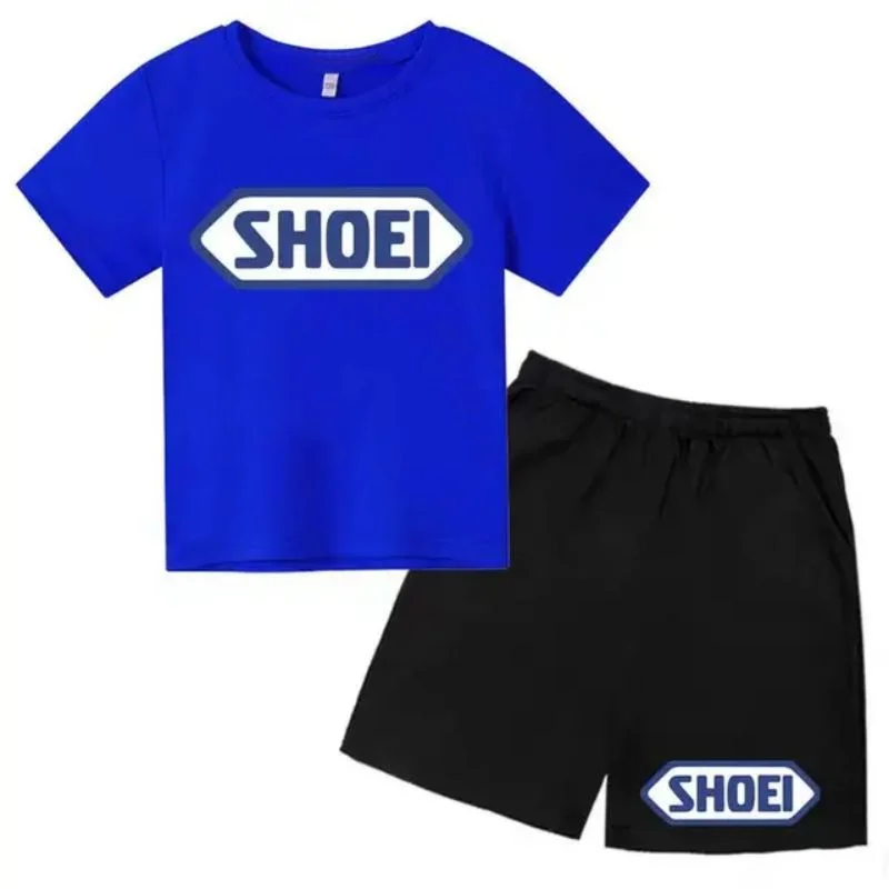 thumbnail image 1 of Conjunto de 2 piezas de camiseta y pantalones cortos con estampado de letras para niños y adolescentes de verano de 4 a 14 años, ropa informal de manga corta para niños y niñas, 1 of 5