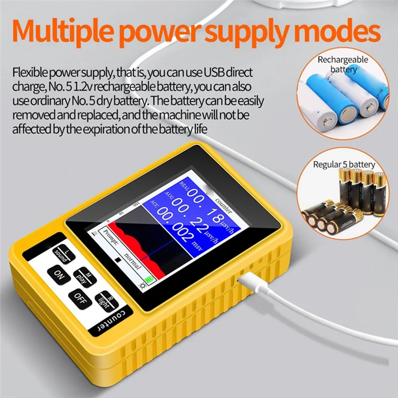 Nuclear Radiation Detector With LCD Display Screen Dosimeter Detectors Beta Gamma X-Ray Tester Portable