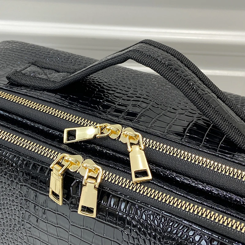 New Cosmetic Case Travel Tattoo Storage PU Leather Large Capacity Makeup Bag Compartment For Woman 6