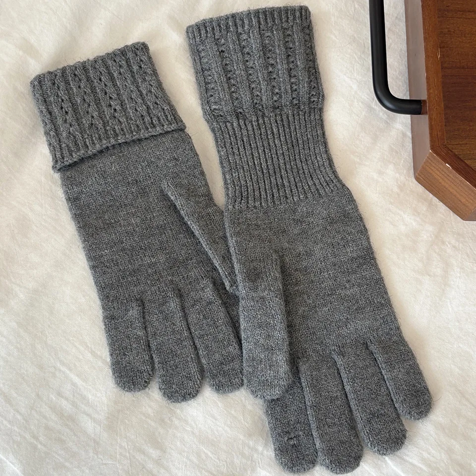 Koreanische hochwertige Strickhandschuhe für Frauen, fehlende Finger, Touchscreen-Schutzhandschuhe, einfache waschbare Vollfingerhandschuhe – Detail 9
