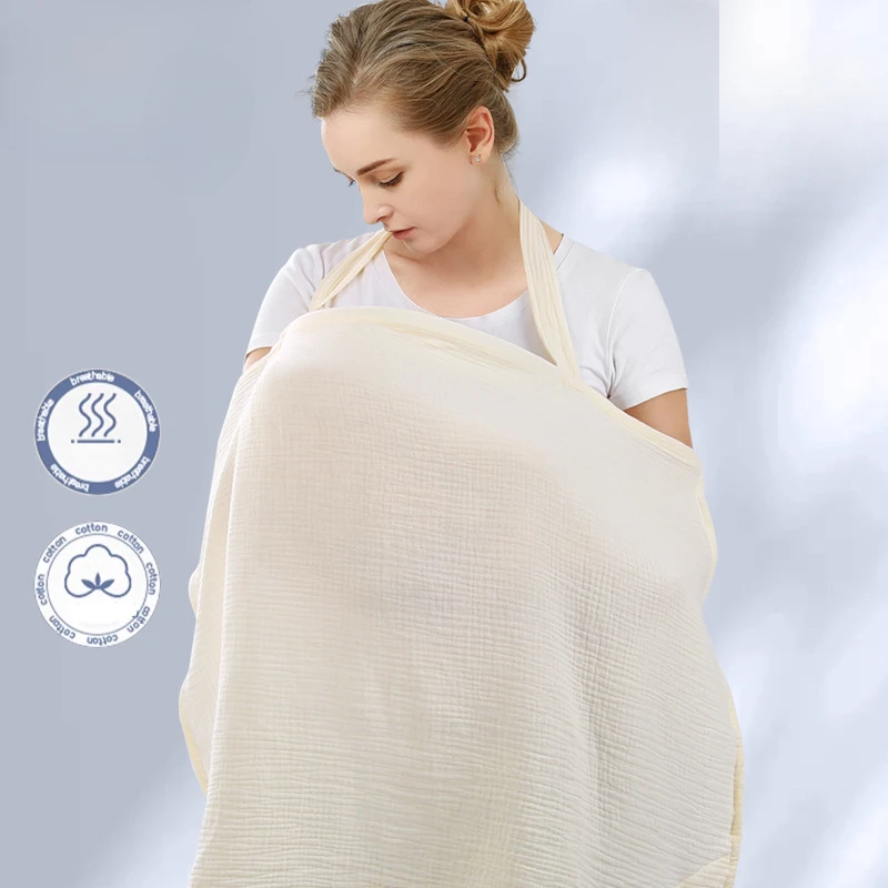Mom's Outdoor Baby Feeding Cover, Pure Cotton Cape Adjustable Apron Baby Feeding Blanket Stroller Protective Cover Nurse