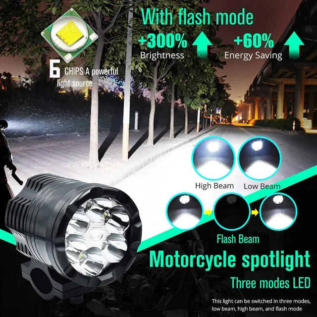 Faros auxiliares para motocicleta, lámpara LED adicional de, 12V y 24V, luces antiniebla para conducción de bicicleta y coche faros antiniebla para moto faros led para moto faros delanteros Electricidad - Imagen 4