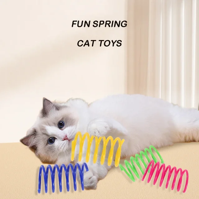 4/200Pcs Cat Spring Toy Cat Spiral Toys Interactive for Indoor Colorful Cats Plastic Springs Coil for Kitten Hunting Swatting 3