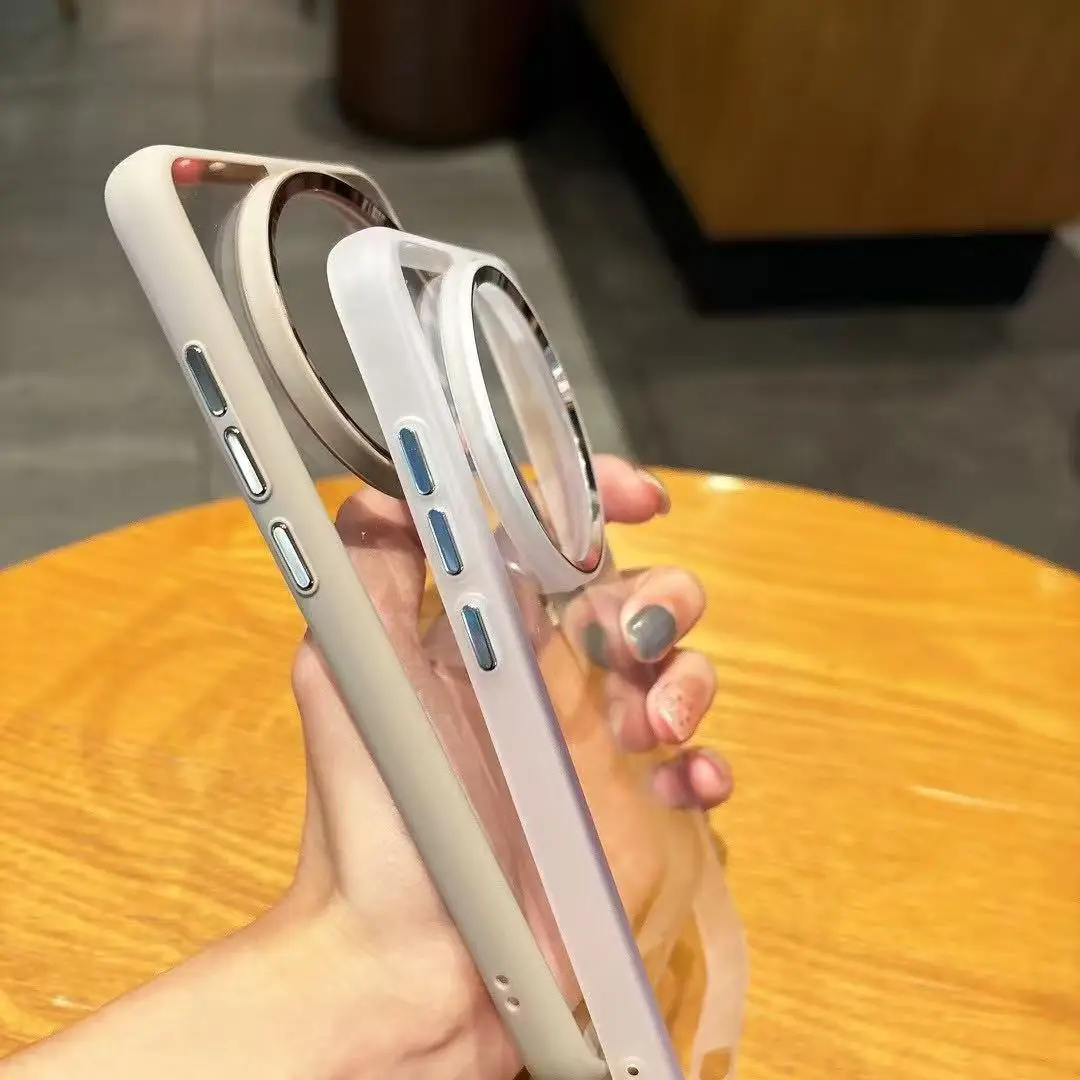 Luxury HD Transparent Shockproof Bumper Case with Clear PC+Metal Frame Protection Cover